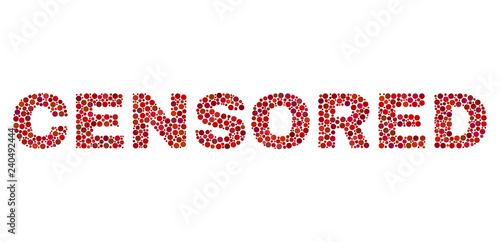Vector dot Censored text isolated on a white background. Censored mosaic label of circle dots in various sizes.