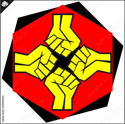 Martial art colored simbol design. Karate emblem.