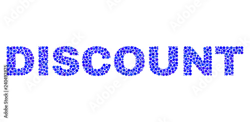 Vector dot Discount text isolated on a white background. Discount mosaic name of circle dots in various sizes.