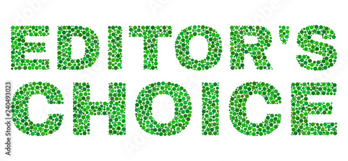 Dot vector Editors Choice text isolated on a white background. Editors Choice mosaic label of circle dots in various sizes.
