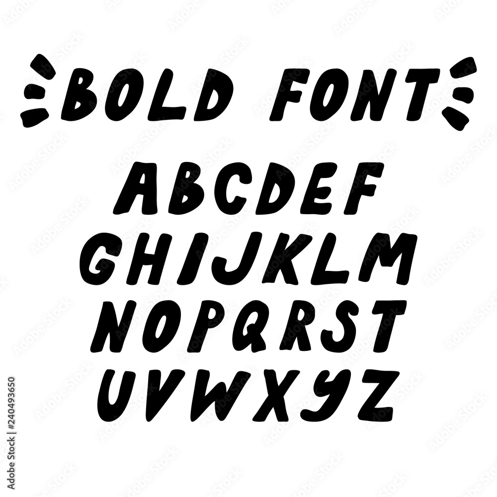 Hand Drawn Vector Trendy Bold Font Vector Capital Letters Alphabet Stock Vektorgrafik 