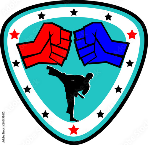 Martial art colored simbol design. Karate emblem.