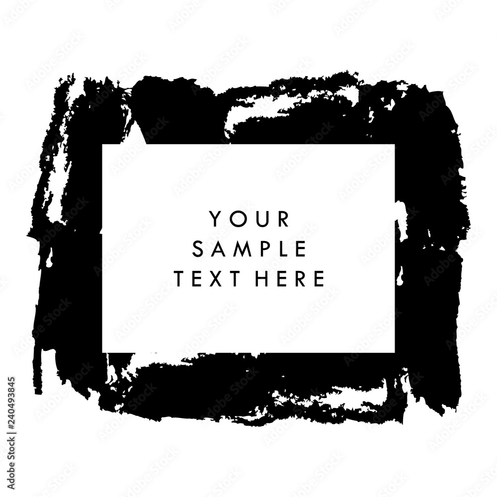 Black and white vector template background for presentation, for flyer and for banner, with paint brush strokes. Vector brush stroke for trendy design.