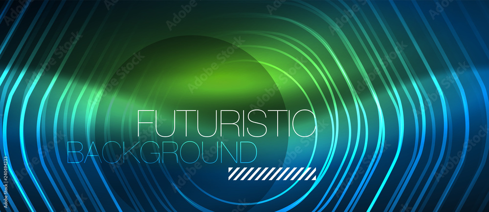 Neon glowing lines, magic energy space blue light concept, abstract background wallpaper design Neon glowing lines, magic energy space blue light concept, abstract background wallpaper design