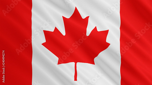 Canada flag is waving. Symbol of flag on fabric cloth