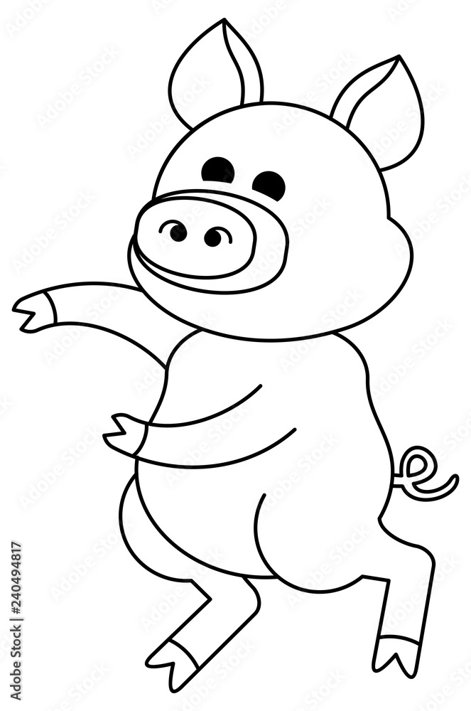Funny cartoon pig figure. Educational activity for children. Printable coloring page for kids. Funny cartoon pig figure. Educational activity for children. Printable coloring page for kids.