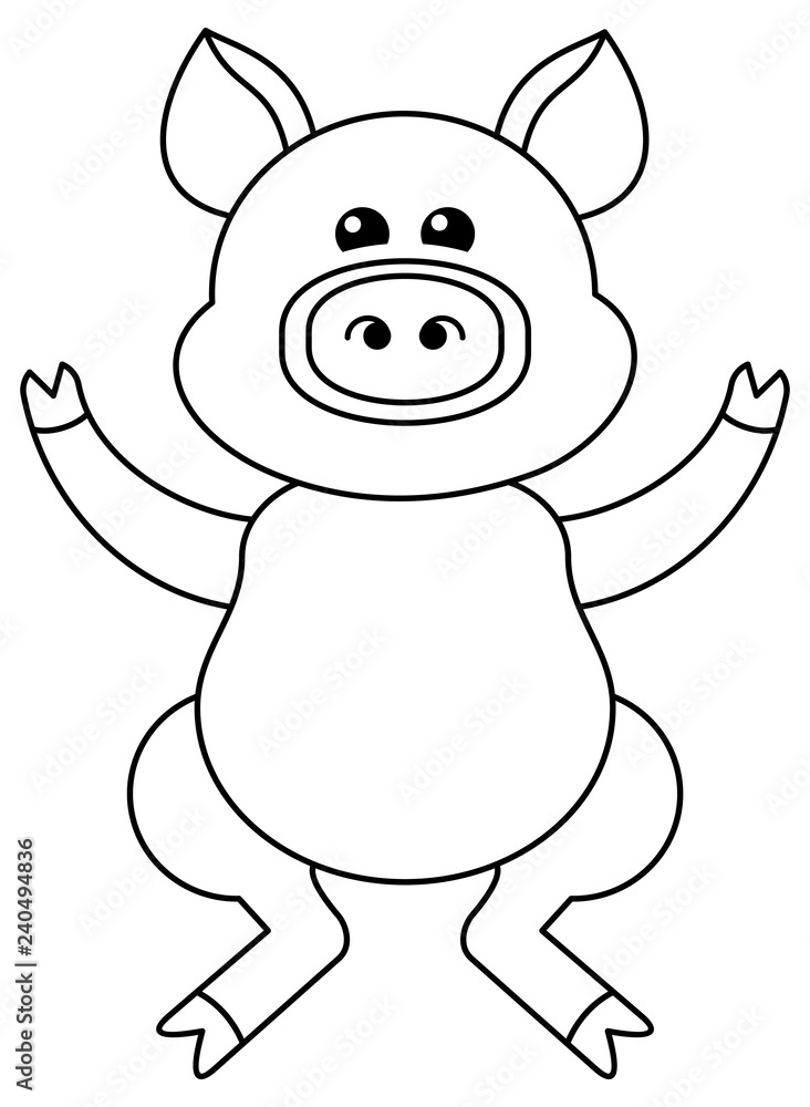 Funny cartoon pig figure. Educational activity for children. Printable coloring page for kids. Funny cartoon pig figure. Educational activity for children. Printable coloring page for kids.