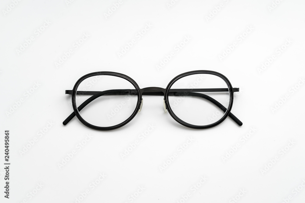 Black eyeglasses in white background Black eyeglasses in white background