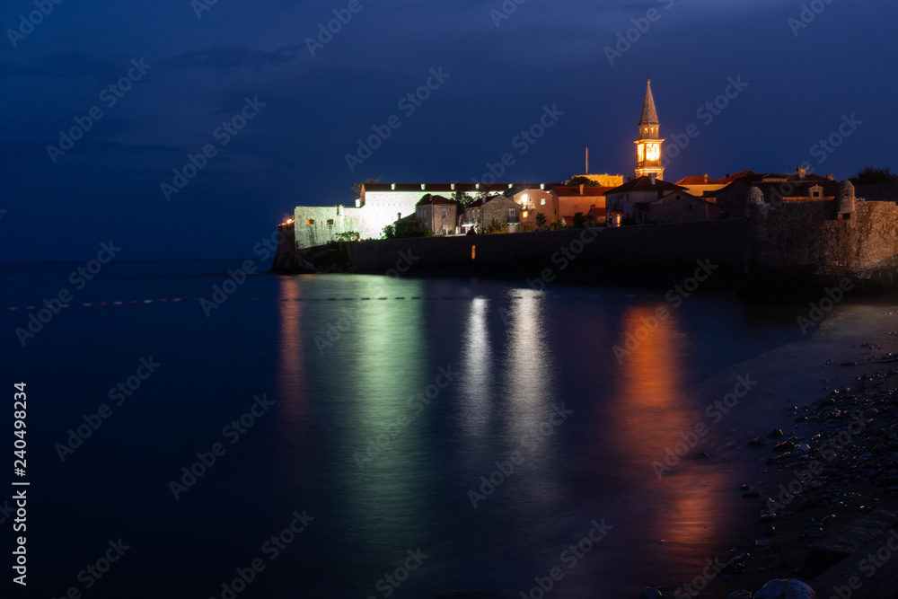 Night shot of the old town of Buva. 