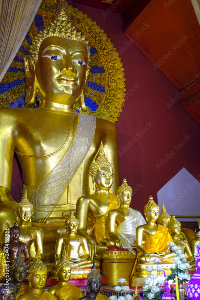 Golden Buddha statue in the temple of Thailand