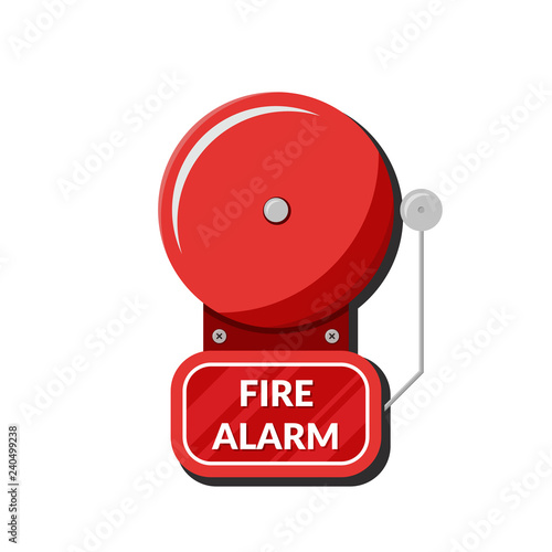 Fire alarm system. Fire equipment. Vector illustration in flat style isolated on white background.