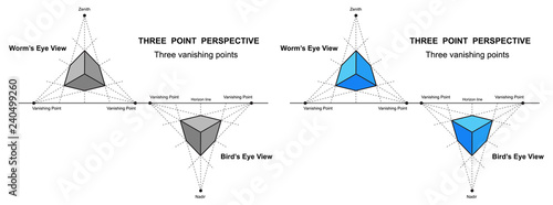  perspective drawing isolated on white background vector illustration