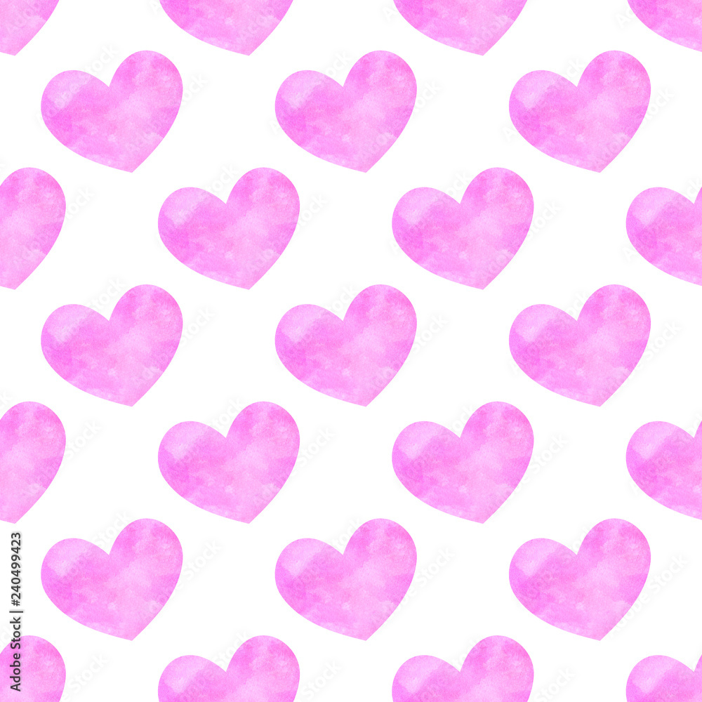 Pink purple hearts seamless pattern Valentine's day Love background
