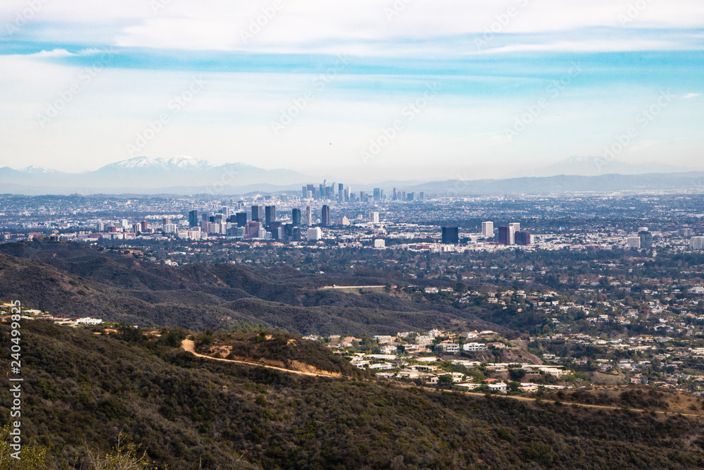 Scenic view of downtown Los Angeles from Topanga, California