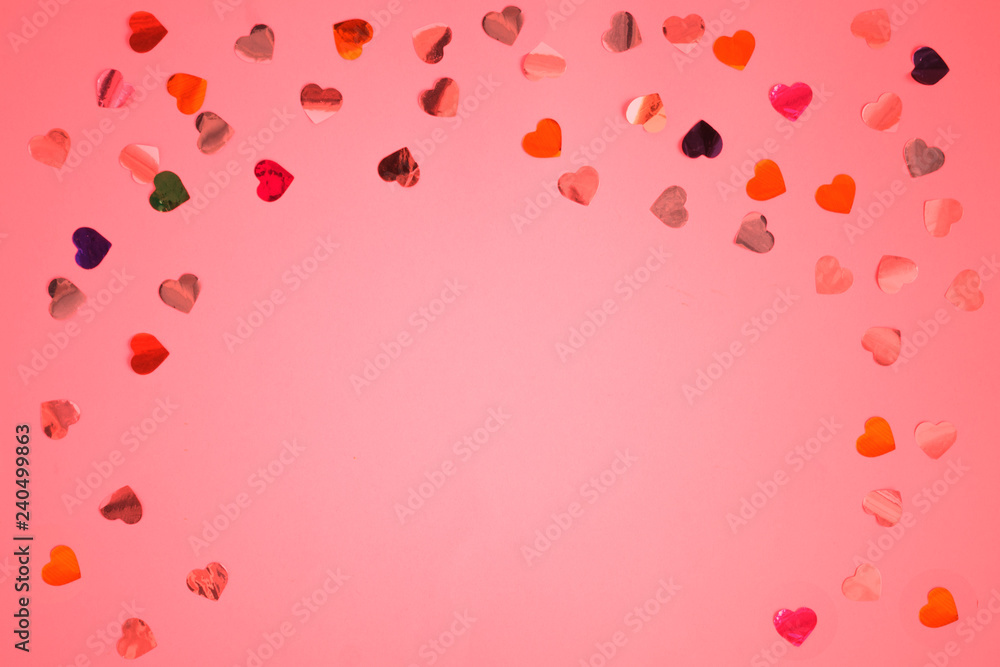 Colored heart effect texture. Copy space. st Valentine's day background.