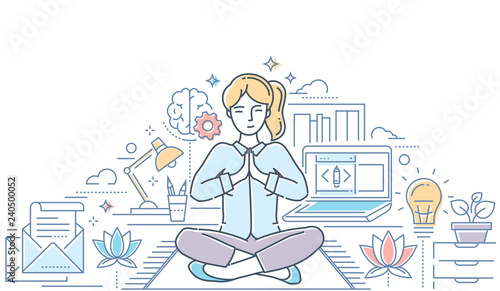 Mindfulness - modern line design style colorful illustration