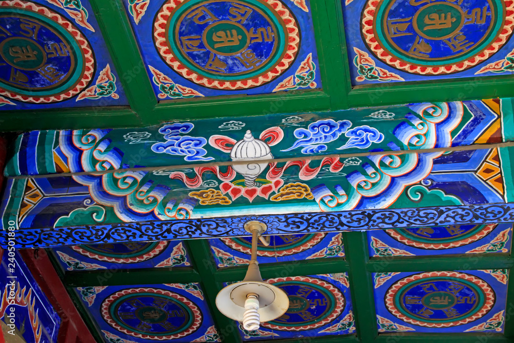 Painted beams in a temple Painted beams in a temple