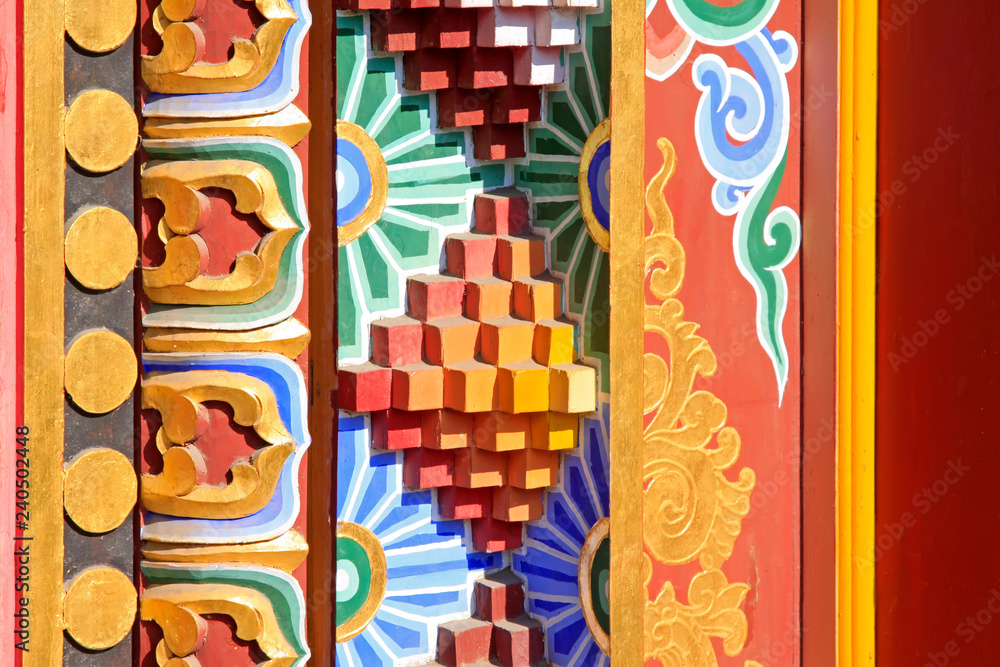 Painted wood in a temple