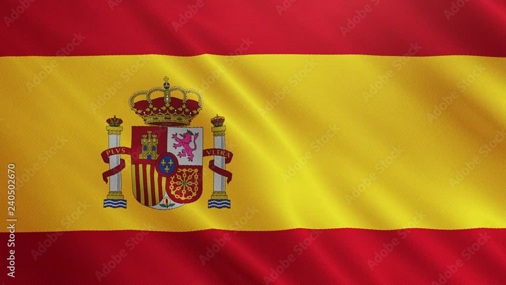 Spain flag is waving 3D animation. Symbol of European, Espana, Spanish national on fabric cloth 3D rendering in full perspective. Spain flag is waving 3D animation. Symbol of European, Espana, Spanish national on fabric cloth 3D rendering in full perspective.