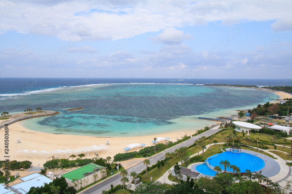 landscape of emerald beach in Motobu, Okinawa