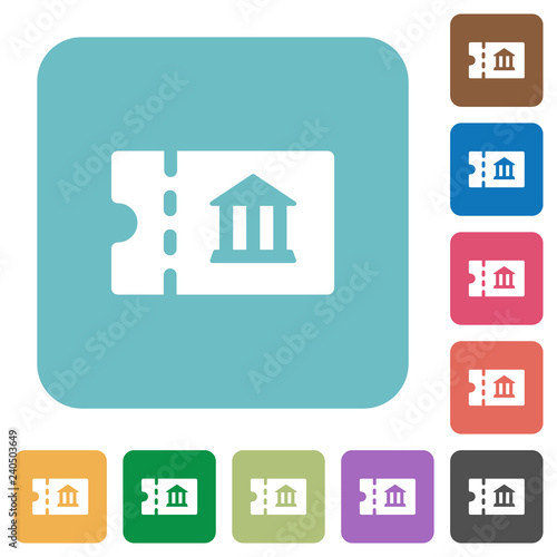 Museum discount coupon rounded square flat icons
