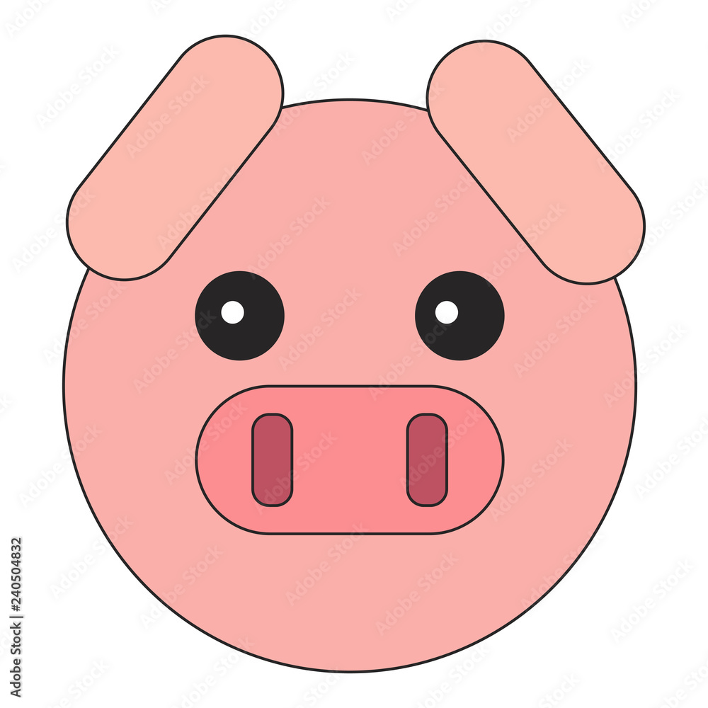 Flat style piglet head Flat style piglet head