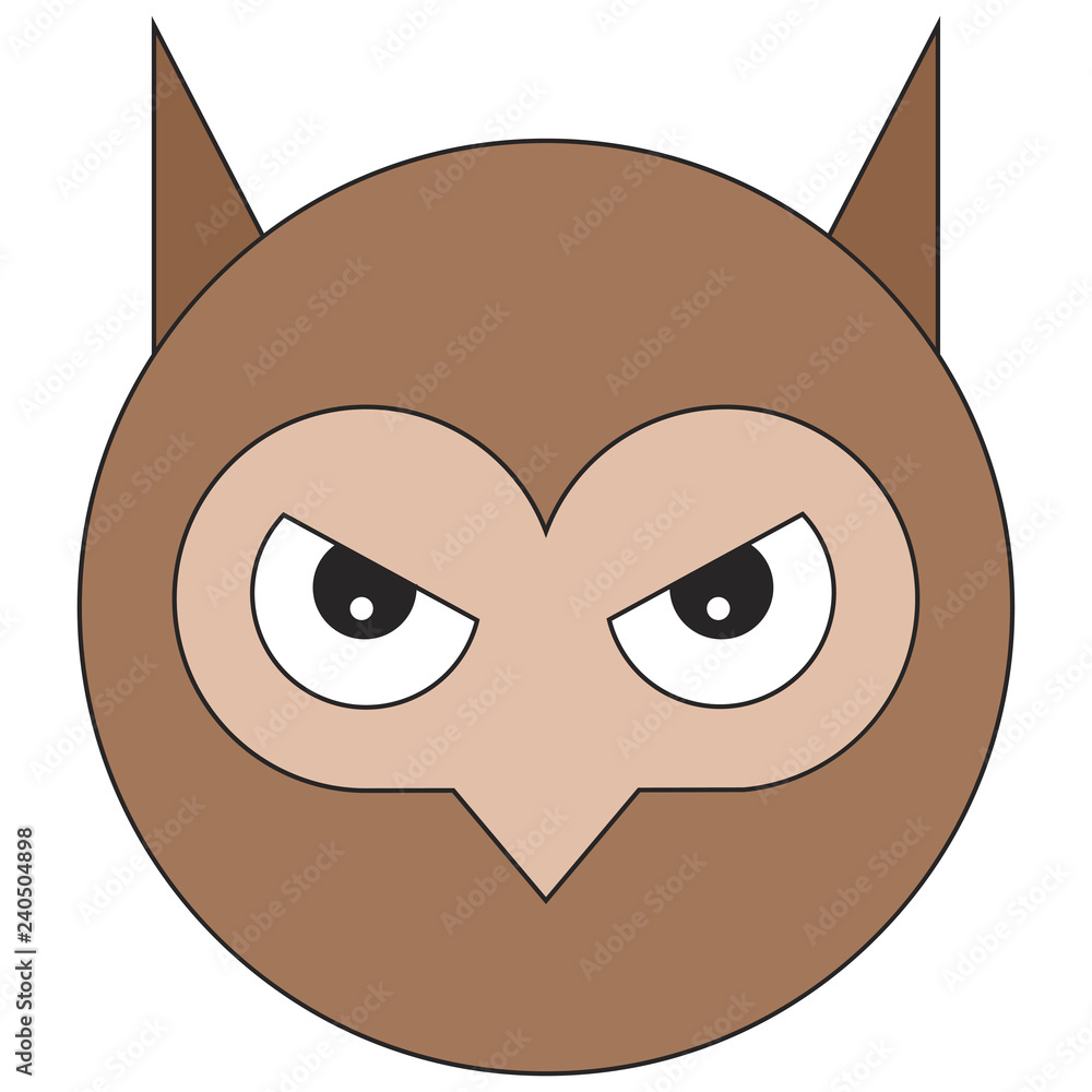 Head of owl in cartoon flat style. Head of owl in cartoon flat style.