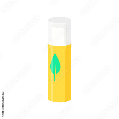 Oral spray illustration. Aerosol, yellow can, mint leaf. Dental care concept. Can be used for topics like hygiene, fresh breath, self care