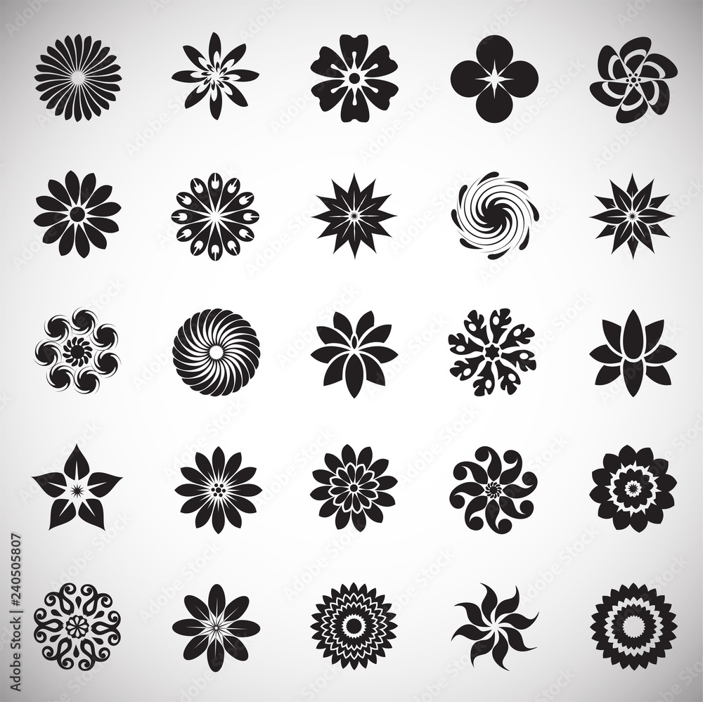 Flower icons set on white background for graphic and web design, Modern simple vector sign. Internet concept. Trendy symbol for website design web button or mobile app Flower icons set on white background for graphic and web design, Modern simple vector sign. Internet concept. Trendy symbol for website design web button or mobile app