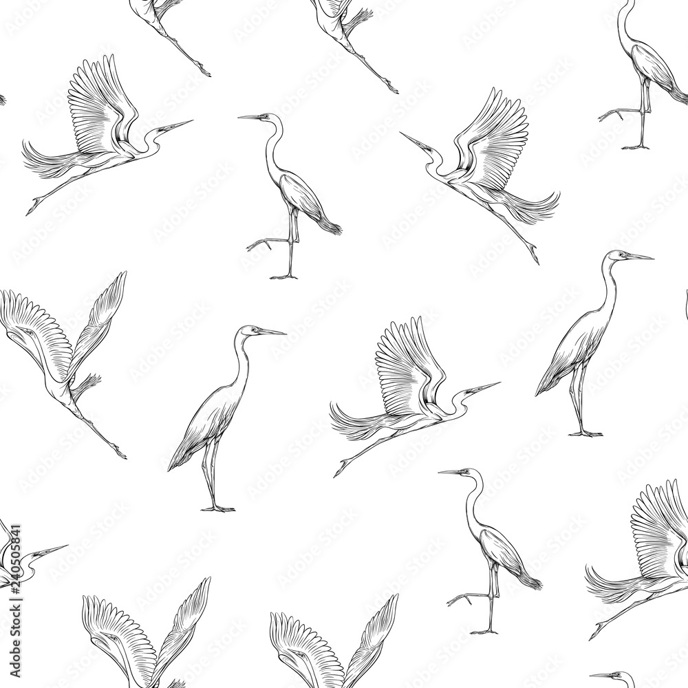 Seamless pattern, background with tropical birds Seamless pattern, background with tropical birds