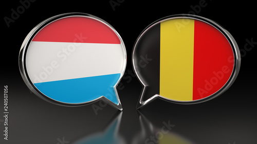 Free Download Luxembourg and Belgium flags with Speech Bubbles. 3D illustration - GFXLoad