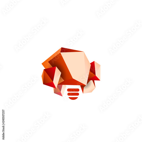 Stone purchase, mind power symbol. Polygonal rock shape, minerals, geodesy vector logo template.