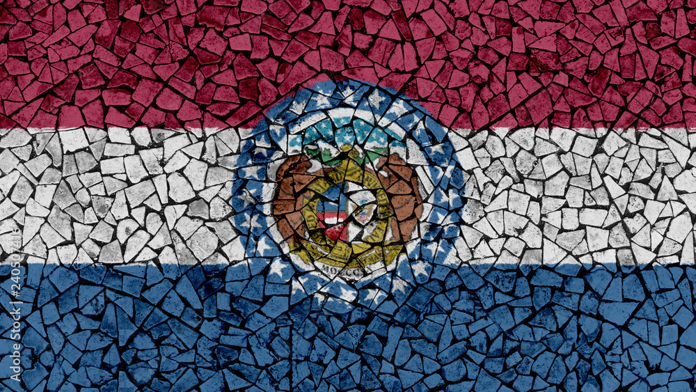 Mosaic Tiles Painting of Missouri Flag, US State Background Mosaic Tiles Painting of Missouri Flag, US State Background