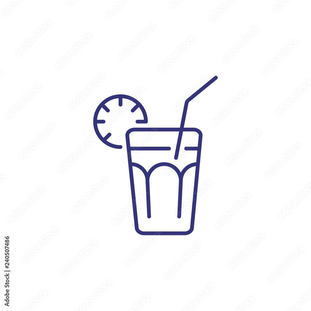 Long island line icon. Glass, lime, lemon, straw. Cocktail concept. Can be used for topics like alcoholic drinks, bar, restaurant menu Long island line icon. Glass, lime, lemon, straw. Cocktail concept. Can be used for topics like alcoholic drinks, bar, restaurant menu