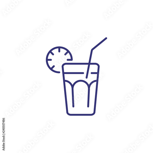 Long island line icon. Glass, lime, lemon, straw. Cocktail concept. Can be used for topics like alcoholic drinks, bar, restaurant menu