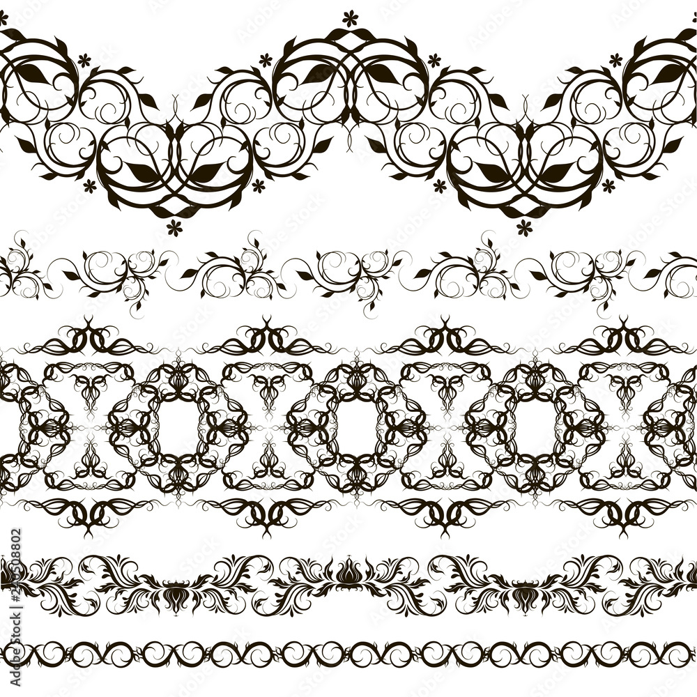 Set of horizontal lace pattern, decorative elements Set of horizontal lace pattern, decorative elements