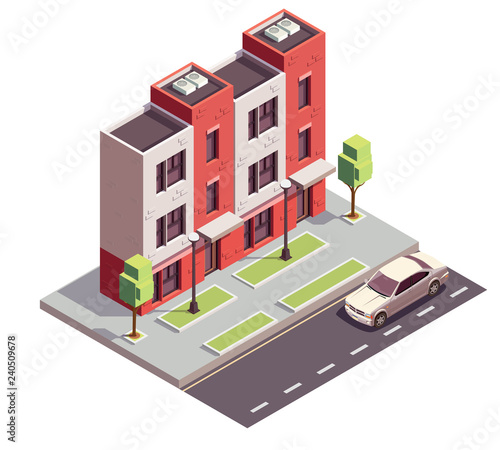 Isometric Townhouse Building Composition
