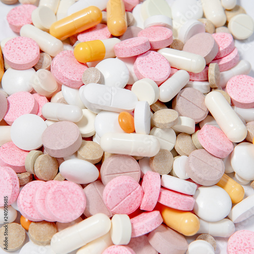 pills on white background