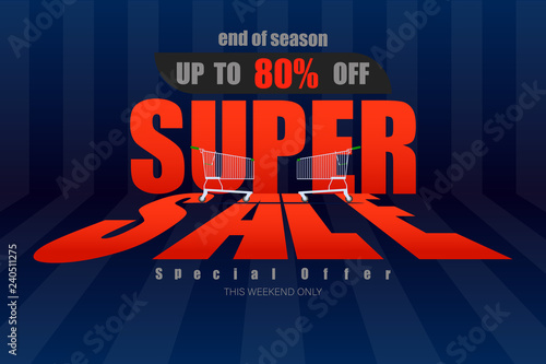 super sale up to 80% end of season special offer dark blue tone vector illustration eps10