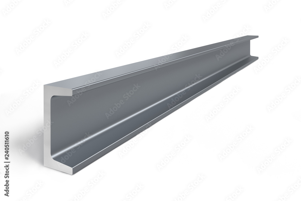 Single steel C-beam isolated on white background - 3D render Single steel C-beam isolated on white background - 3D render