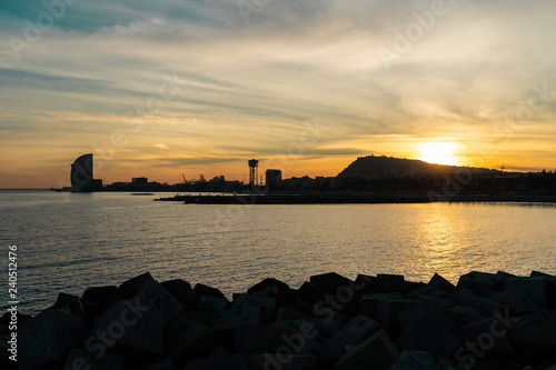 Marina skyline sunset, Barcelona