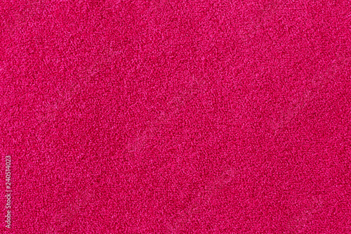 Crimson bright textile texture, boucle, fluff surface.	 photo