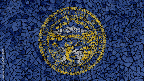 Mosaic Tiles Painting of Nebraska Flag, US State Background