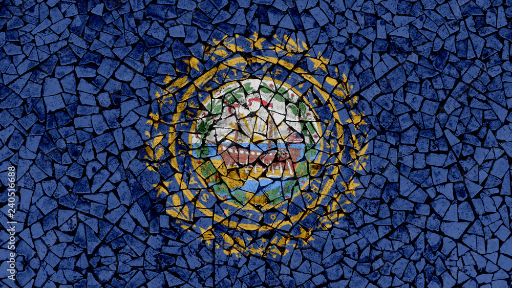 Mosaic Tiles Painting of New Hampshire Flag, US State Background