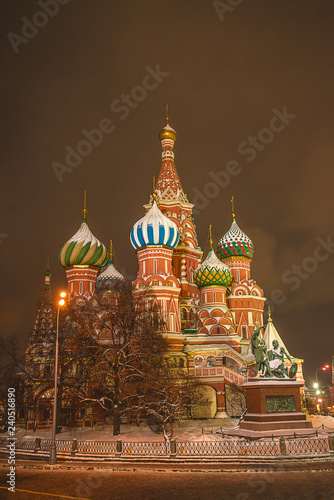 Saint Bazil's Cathedral in winter by night