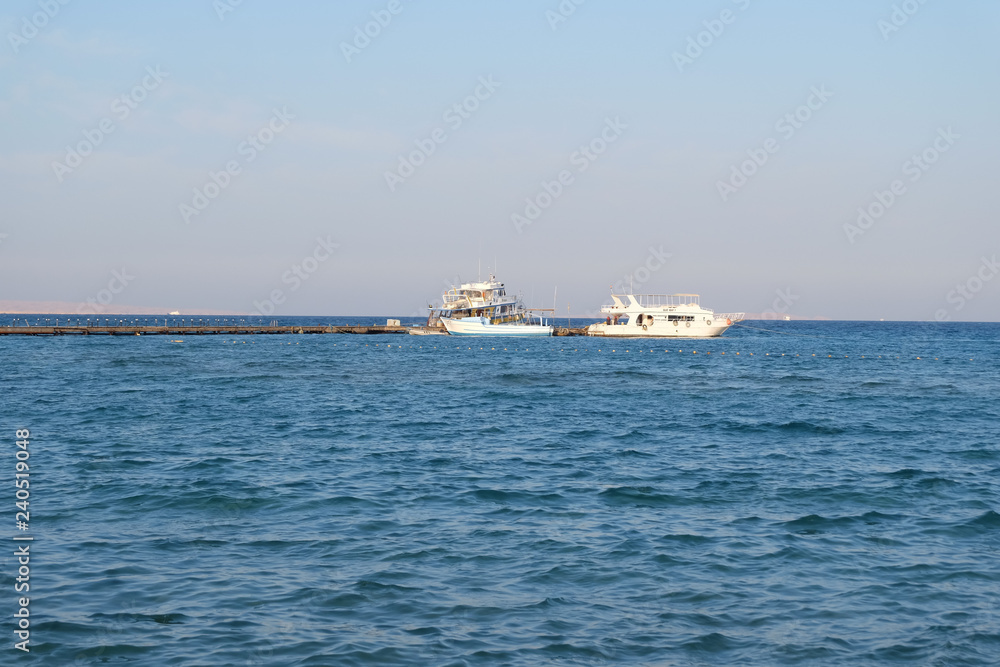 Boat at the pier on the Red Sea in Egypt - Hurghada
