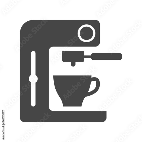 Coffee maker icon vector isolated on white background, logo concept of Coffee maker sign on transparent background, filled black symbol