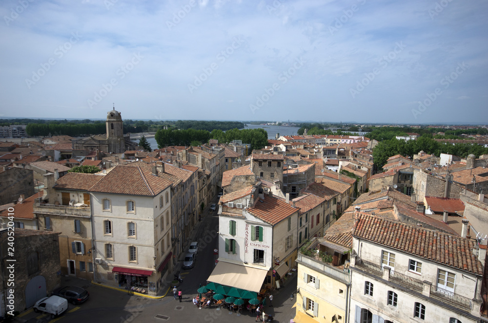 Cityscape of Arles from the top side of the amphitheatre