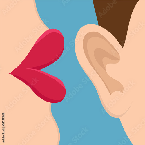 Retro Pop Art style Comic Style Book panel gossip girl whispering in ear secrets with pink cheek, rumor, word-of-mouth concept vector illustration