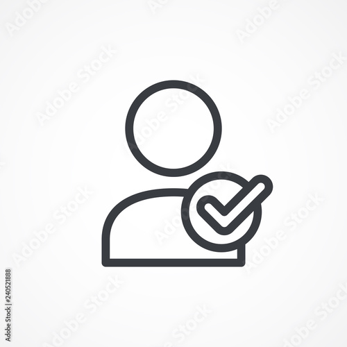 Hired, technology icon. Selecting(hiring) right employee, worker, candidate. The graphical illustration shows the employable and suitable for job person with a check(tick) mark